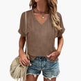 thumbnail image 2 of JAJAHO V Neck T Shirts For Women Short Sleeve Soft Solid Color Basic Tee Comfortable Casual 2026 Summer Clothes Cozy Tops, 2 of 4