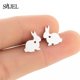 thumbnail image 1 of Pendientes de animales de acero inoxidable 100% para mujeres y niñas, bonitos pendientes de zorro, delfín, mariposa, conejo, dinosaurio, perro, joyería negra de murciélago, 1 of 2