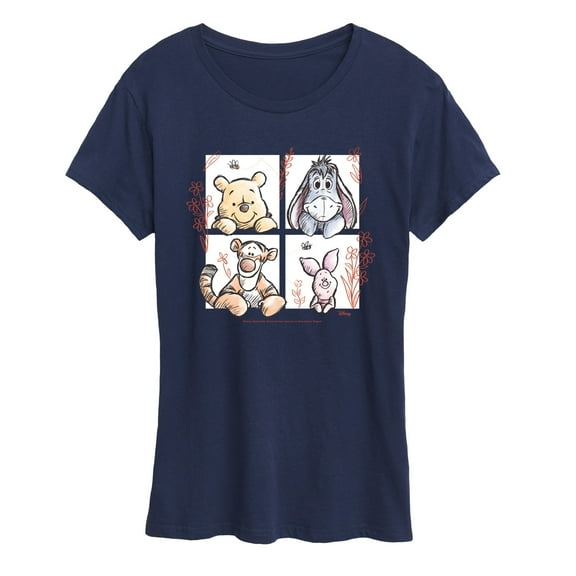 Winnie the Pooh - Character Grid Drawing - Women's Short Sleeve Graphic T-Shirt