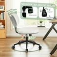 thumbnail image 6 of Home Office Chair No Arms with Wheels, Armless Wide Office Desk Chairs Comfy Cute Vanity Chair with Back, Adjustable Height Swivel Rolling for Bedroom Study Small Spaces, Sherpa White/PU Grey, 6 of 17