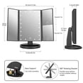 thumbnail image 4 of Lighted Makeup Mirror With 22 Led Lights, Trifold Vanity Mirror With 3x/2x/10x Magnification(black)，SEBNEEI, 4 of 5