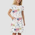 thumbnail image 2 of Gubotare 4th of July Kid Dress Star Toddler Girls Short Sleeve Dress Casual Summer Appliques Shirt Dresses (White,Size 13-14 Years), 2 of 6
