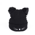 thumbnail image 1 of Gorro de orejas de gato antipelaje para mujer, gorro de punto de lana bordado para otoño e invierno, 1 of 6