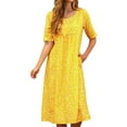 thumbnail image 3 of Ketyyh-chn99 Womens Dress Floral Flare Dress Rompers Sleeve Ruffle Shorts Mini Dress Yellow,S, 3 of 4