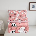 thumbnail image 5 of Homewish Cartoon Halloween Ghost Full Size Comforter Sets,Spider Web Bat Pattern Bedding Comforter Set,Blush Pink White,Pink Reversible,3 Pieces,1 Comforter and 2 Pillowcases, 5 of 7