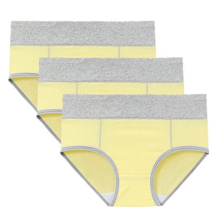 Scyoekwg Womens Underwear High Waisted Panties Cotton Women s Physiological Underpants Patchwork High Waisted Underwear Ladies Underpants Hipster Panties Underpants Pack of 3(Yellow XL)