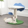 thumbnail image 4 of THE LICKER STORE Sami 21.5" Modern Jute Cloud Cat Tree with Scratching Post, and Fuzzy Toy, White/Blue/Green, CTR1006A, 4 of 9