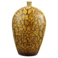 thumbnail image 1 of Benzara BM180999 Ceramic Vase with Dripping Glazed Texture, Yellow & Brown, 1 of 1