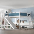 thumbnail image 3 of CZBZ Queen Loft Bed with Wardrobe & Storage Shelves, Solid Wood High Sleeper with Detachable Reversible Slide, Queen Bunk Bed Frame, 650LBS Capacity, No Box Spring Needed, Easy Assembly, Noise Free, 3 of 14