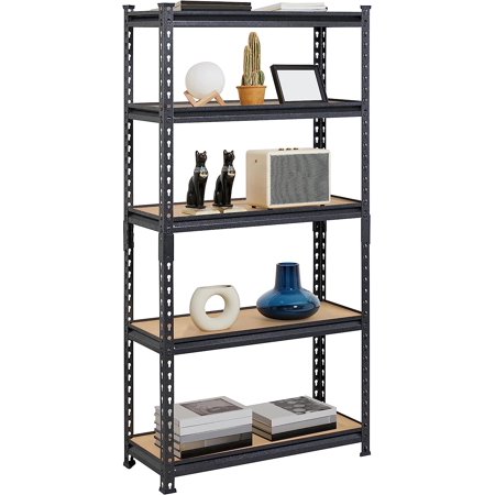 COOKCOK 5-Tier Storage Shelving Unit, 35.43"x 17.7"x 70.8" Metal Shelf, Height Adjustable, Heavy Duty Garage Shelves Metal Organizer Utility Rack, 1250lbs Capacity, Black