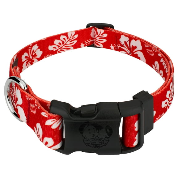 Country Brook Petz® Red Hawaiian Everyday Dog Collar - Made in The USA, Medium