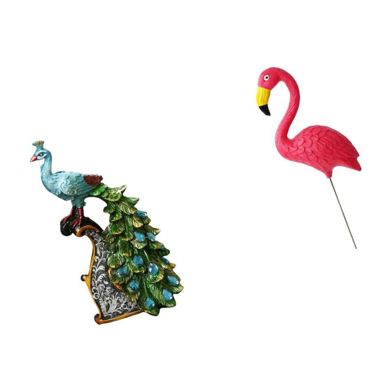 CarpNettore Elegant Peacock Bird Statue Sculpture Collection for Bedroom Office Living Room Bookshelf Home Decoration and Fairy Garden Yard Art Ornament