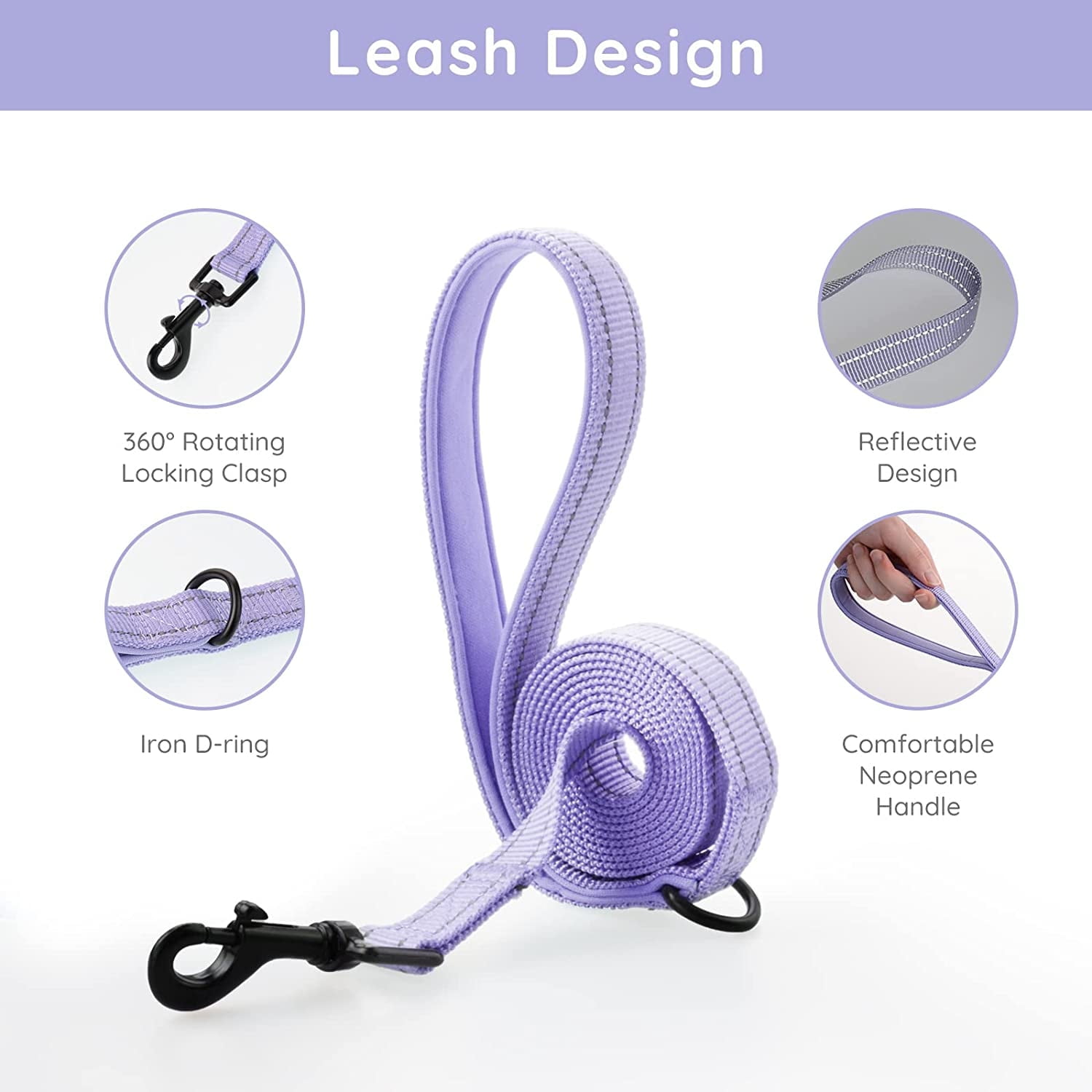 BELLA & PAL Step-In Dog Harness and Leash Set, Purple, XS photo 4