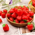 thumbnail image 2 of 25 Pcs Fake Strawberries, Artificial Red Strawberry, Lifelike Fruit Plastic Strawberry Decorations Photography Prop for Table Centerpieces, Realistic Strawberry Decor Home Kitchen Party Ornament, 2 of 3