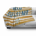 thumbnail image 3 of Hello Sunshine Soft Flannel Fleece Throw Blanket, Summer Hello Sunshine Lettering on Striped Background, Cozy Plush for Indoor and Outdoor Use, 50" x 70", Petrol Blue Pale Orange, by Ambesonne, 3 of 6