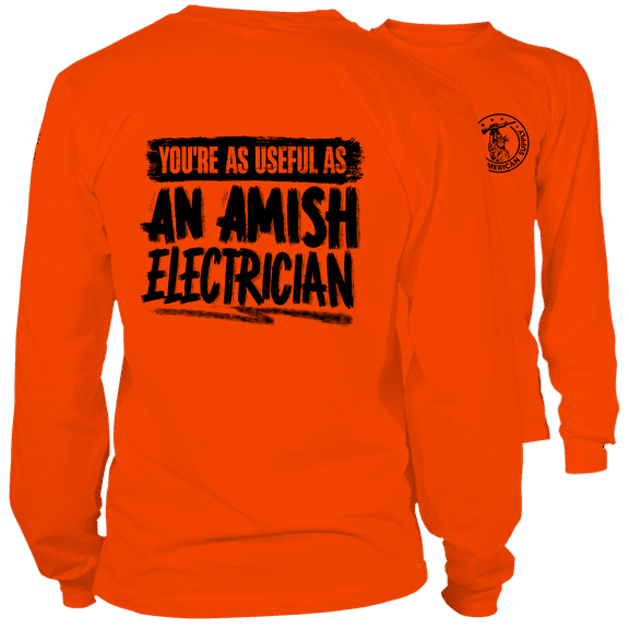 Amish- Long Sleeve Safety Orange Hi-Vis T-Shirt