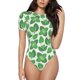 thumbnail image 1 of Balery Green Leaves Body de cuello redondo de manga corta para mujer Tops de manga corta Tops básicos-XX-Large, 1 of 7