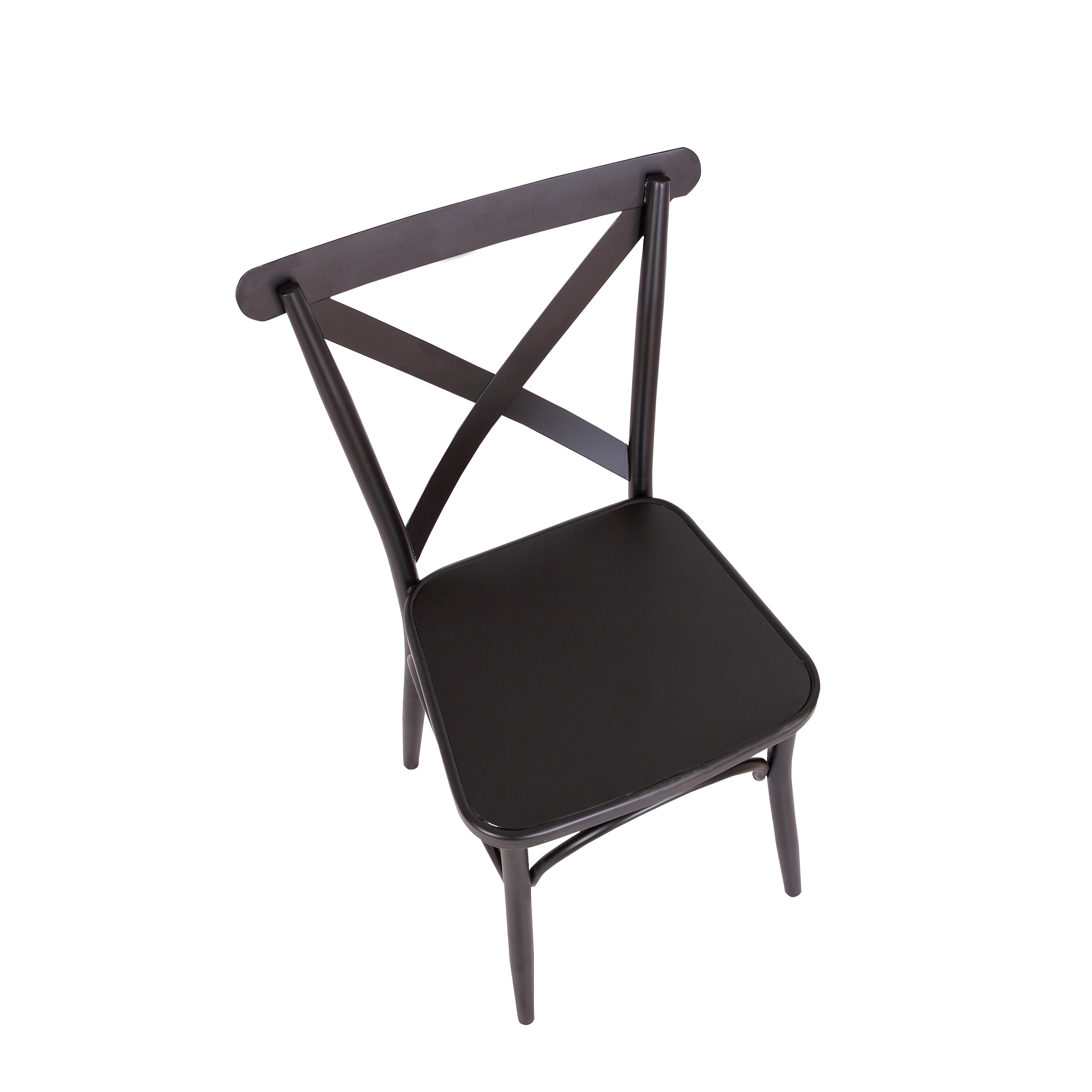 Rustic Cross Back Metal Modern Farmhouse Dining Chair, Matte Black