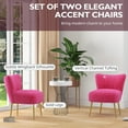 thumbnail image 4 of HOMCOM Armless Accent Chairs Set of 2 with Gold Leg Tufted Back for Bedroom, 4 of 10