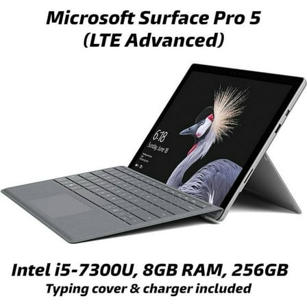 Pre-Owned Microsoft Surface Pro LTE 12.3" Touchscreen Tablet - 2736 x 1824 Resolution - Intel Core i5-7300U 2.6GHz - 8GB RAM - 256GB SSD - Typing Cover included