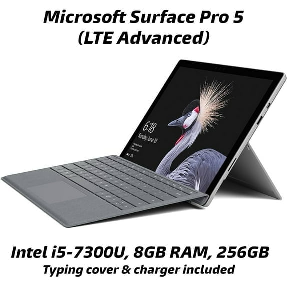 Pre-Owned Microsoft Surface Pro LTE 12.3" Touchscreen Tablet - 2736 x 1824 Resolution - Intel Core i5-7300U 2.6GHz - 8GB RAM - 256GB SSD - Typing Cover included
