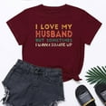 thumbnail image 2 of Penkiiy T-Shirt Femme J'aime Mon Mari Mignon Relation Mariée Tee L Vin, 2 of 6