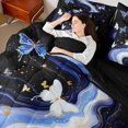 thumbnail image 4 of Homewish Dreamy Cartoon Butterfly Twin Bedding Sets 7-Piece, Fashion Marble Abstract Bedding Comforter Set, Mystic Stars Galaxy Reversible Sheet Sets, Luxury Bedroom Decor, 4 of 7