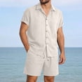 thumbnail image 2 of Men's 2 Piece Outfits Cuban Guayabera Button Down Shirts and Shorts Causal Summer Beach Vacation Sets for Men, 2 of 9