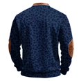 thumbnail image 5 of Men's Leopard Print Half Zip Sweatshirt, Trendy Retro Long Sleeve Stand Collar Pullover, Fall Comfy Loose Fit Casual Top Navy 3XL, 5 of 5