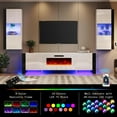 thumbnail image 2 of Amerlife 3-Piece Wall Set, 70" Tv Stand, Fireplace, White, 2 of 6