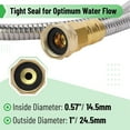 thumbnail image 3 of Metal Garden Hose 15 ft – 304 Stainless Steel Water Hose, Garden Hoses Flexible, Lightweight, No Kink Garden Hose, Heavy Duty for Outdoor (15 FT), 3 of 8
