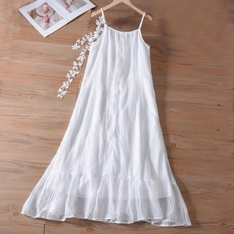 Maqroz Flower Girl Dresses for Wedding Cotton Casual Crewneck Cute Smocked  Flowy Dress Swing Flowy Tiered Midi Sleeveless Sundress formal Party  Wedding Summer Dresses Vestido 15 AOs QuinceaEra - Walmart.com
