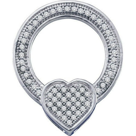 Jewelryweb 10k White Gold 0.18 Dwt Diamond Circle Pendant