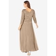 thumbnail image 3 of Roaman's Women's Plus Size Sequin Lace Three Quarter Sleeve A-Line Gown, 3 of 6