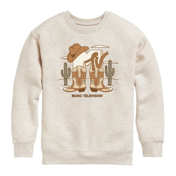 MTV - Cowboy Logo Graphic Long Sleeve Fleece Sweatshirt