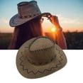 thumbnail image 5 of Qarigey Sombrero de vaquero occidental Precio barato Sombrero de vaquero para caballero Gorra de de vaquera con gorra de sombrero de Sombreros Caqui, 5 of 5