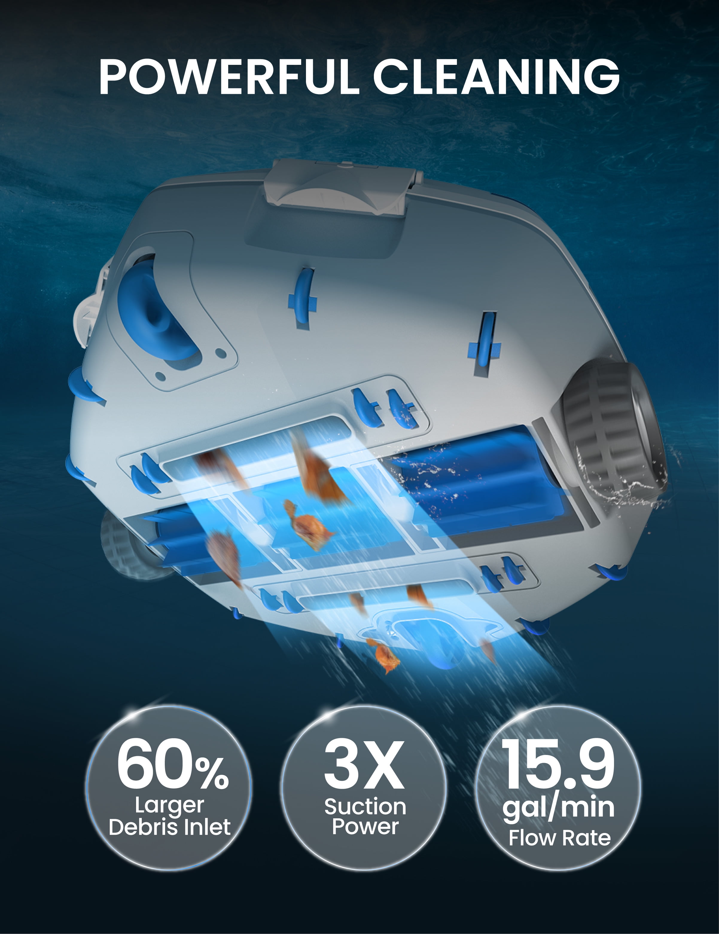 Kokido Robotic Pool Bottom Cleaner XTROJET 420 Cordless for Above-Ground Pools Up to 700 Sq Ft, 75 Mins Runtime