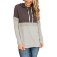 thumbnail image 2 of Women's Color Block Hoodies Fall Long Sleeve Sweatshirt Casual Drawstring Pullover Tops Striped Tunic Shirts, 2 of 5