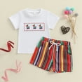 thumbnail image 2 of UAYOTSE Baby Boy Girl Summer Outfits with a Sweet Appeal, a Floral Print Short Sleeve T Shirt Top and Neat Checkered Shorts Set boys 12 month clothes summer(18-24 Months,White), 2 of 9