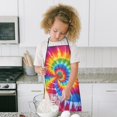 thumbnail image 4 of Colorful Rainbow Tie Dye Spiral Pattern Kids Aprons for Girls and Boys,Adjustable Neck Strap Toddler Aprons for Kids Cooking Baking, 4 of 6