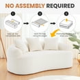 thumbnail image 4 of Loveseat Sofa, 65" Modern Minimalist Curved Loveseat Couch 2 Seat No Assembly Deep Seat Sofa with 3 Pillows for Living Room and Small Spaces, White, 4 of 8