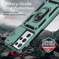 thumbnail image 5 of Galaxy S22 Ultra Case,Dteck Shockproof Rubber Rugged Case Hybrid Hard Ring Holder Kickstand Slide Camera Lens Protector Cover for Samsung Galaxy S22 Ultra,Darkgreen, 5 of 8