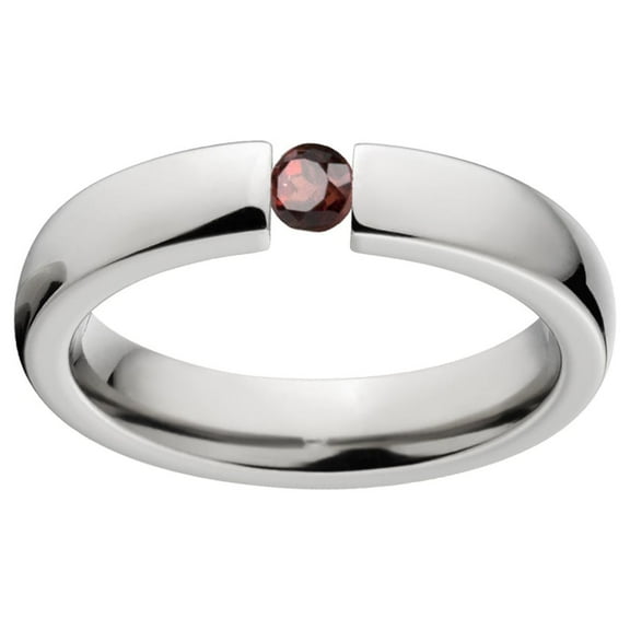 Ruby 4mm Stainless Steel Tension Set Ring