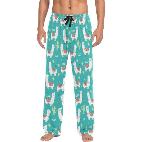GZHJMY Alpaca Pajama Pants for Men, Lounge Pants Lightweight Men Pajama Bottoms with Drawstring Pockets, Christmas New Year Birthday Gifts, Large
