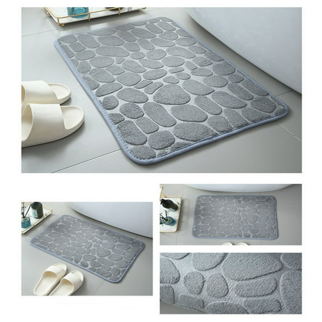 Bigersell Memory Foam Bath Mat Clearance Non Slip Bath-Mat, Absorbent Washable Bath Mats for Bathroom with Rubber Backing, Thin Bathroom Rugs Bathroom Mats Bathroom Rugs Bath Rug Gray