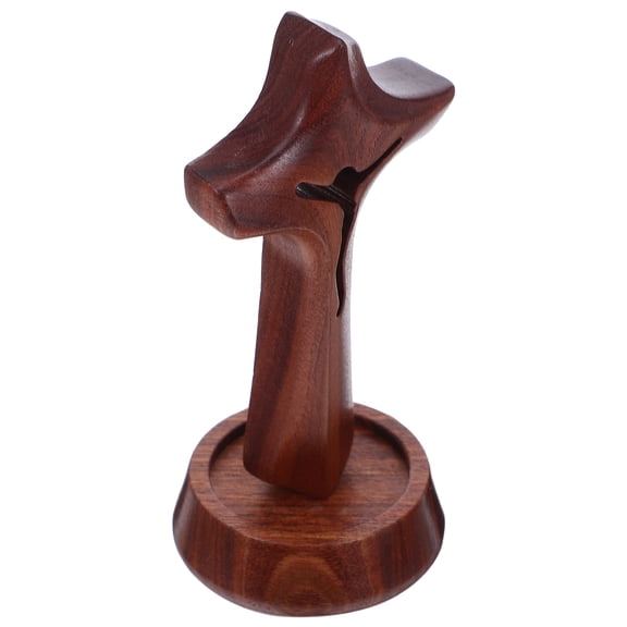 OULII Wooden Baptism Table Cross with Natural Wood Grain Finish, Decorative Home , 1 Piece