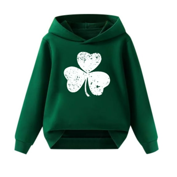 WOYY Toddler Girl St. Patrick's Day Hoodie Long-Sleeve Graphic Pullover Hoodies,Sizes 3-13