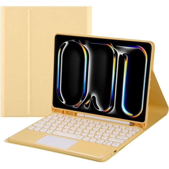 Funda con teclado táctil para iPad Pro de 13 pulgadas 2024 (M4) con portalápices - Teclado Bluetooth táctil magnéticamente desmontable