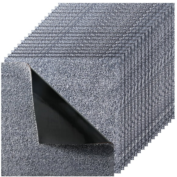 VEVOR Carpet Tiles 18x18 inch, 10 Pack Peel and Stick Carpet Square Rug, Self Adhesive Commercial Floor Soft Padded for Seamless Cover 22.5sq.ft, Easy DIY Replacement for Living Room Office, Gray
