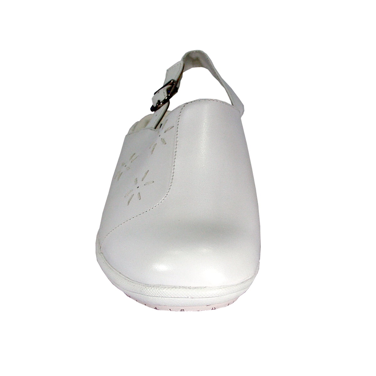 24 HOUR COMFORT Milena Women's Wide Width Leather Slingback Clogs WHITE 11